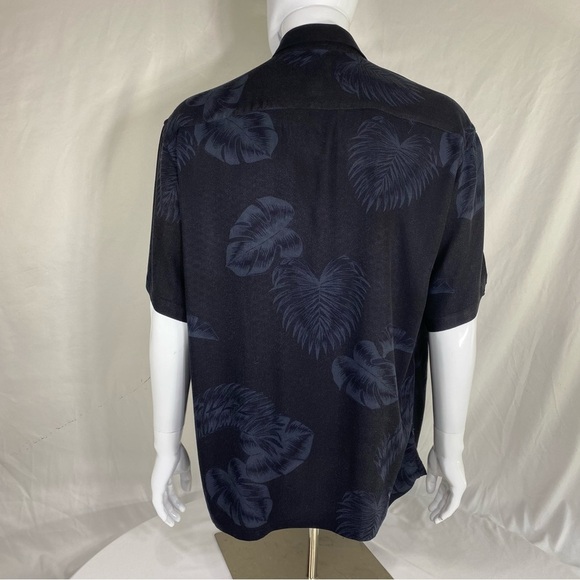 Saddlebred Men’s Black Palm Leaf Vacation Rayon Shirt - Picture 3 of 6